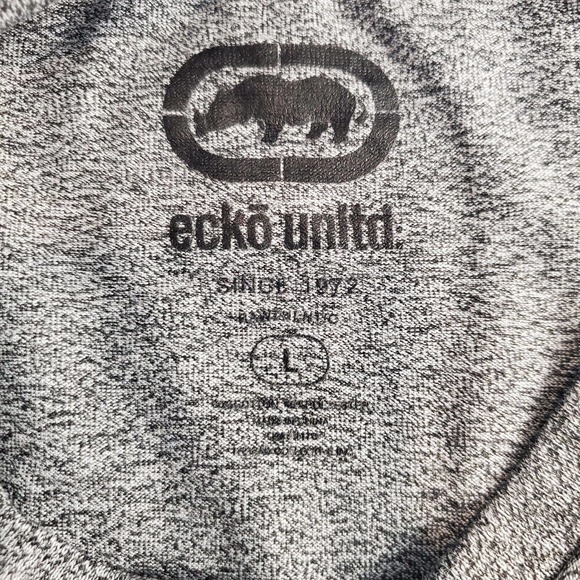 Ecko Unltd Mens Short Sleeve T-Shirt Gray Logo V-Neck Soft Stretch Large - Picture 5 of 8